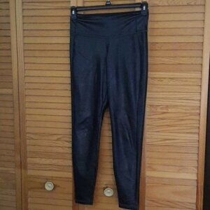 Athleta Black Faux Leather Yoga Waistband Leggings Pants Size Exta Small